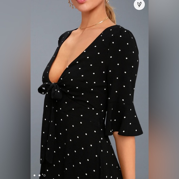 Free People All Yours black polka dot tie dress, size 6 - Picture 4 of 7